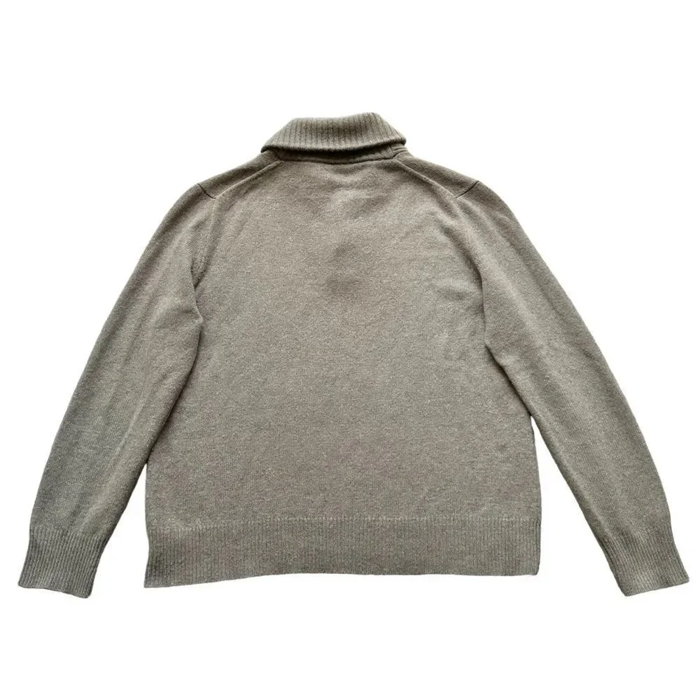 🔃J. Crew Men’s Brown Lambswool Shawl Collar Front Button Pullover Sweater